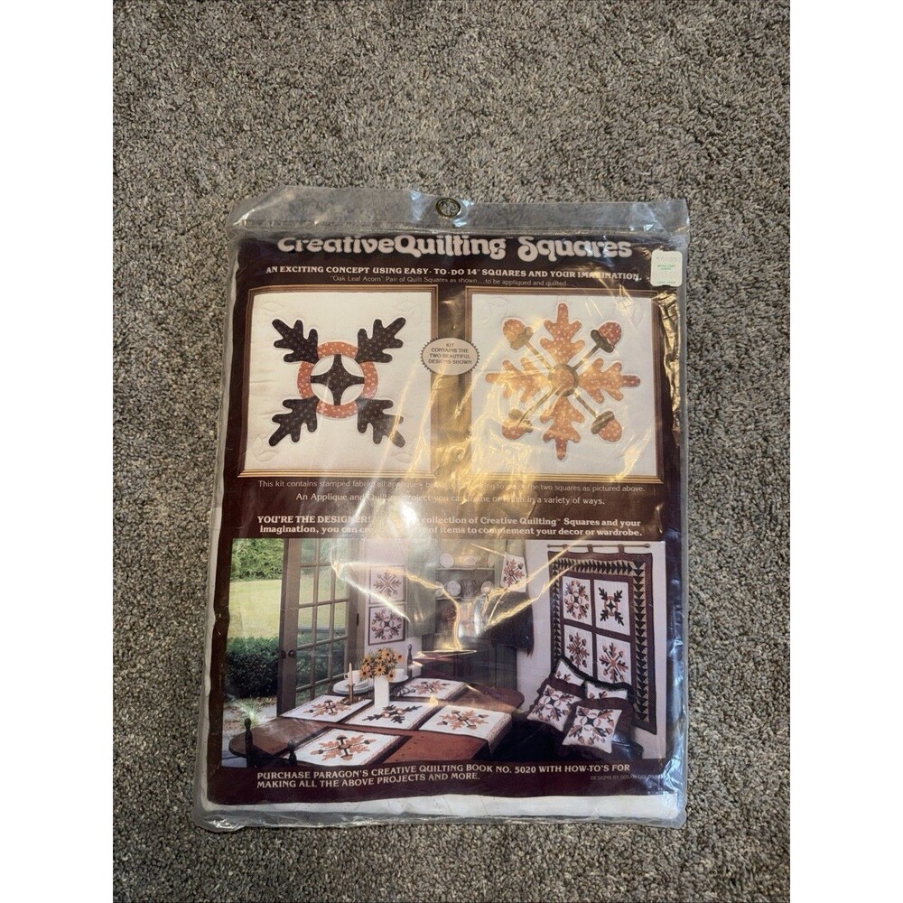 NEW VTG Paragon Creative Quilting Squares Fall Pattern Oak Leaf Acorn Kit #0885